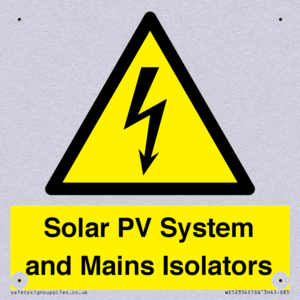 Solar PV System and Mains Isolators